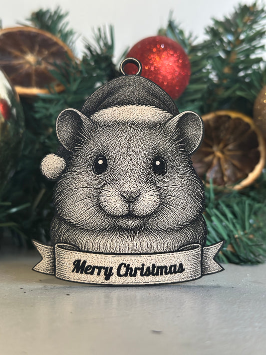 Hamster  - Personalisable Christmas Tree Decoration Bauble Ornament Pet Gift