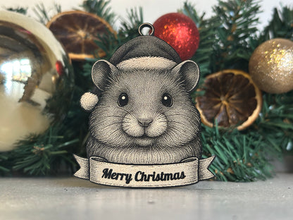 Hamster  - Personalisable Christmas Tree Decoration Bauble Ornament Pet Gift
