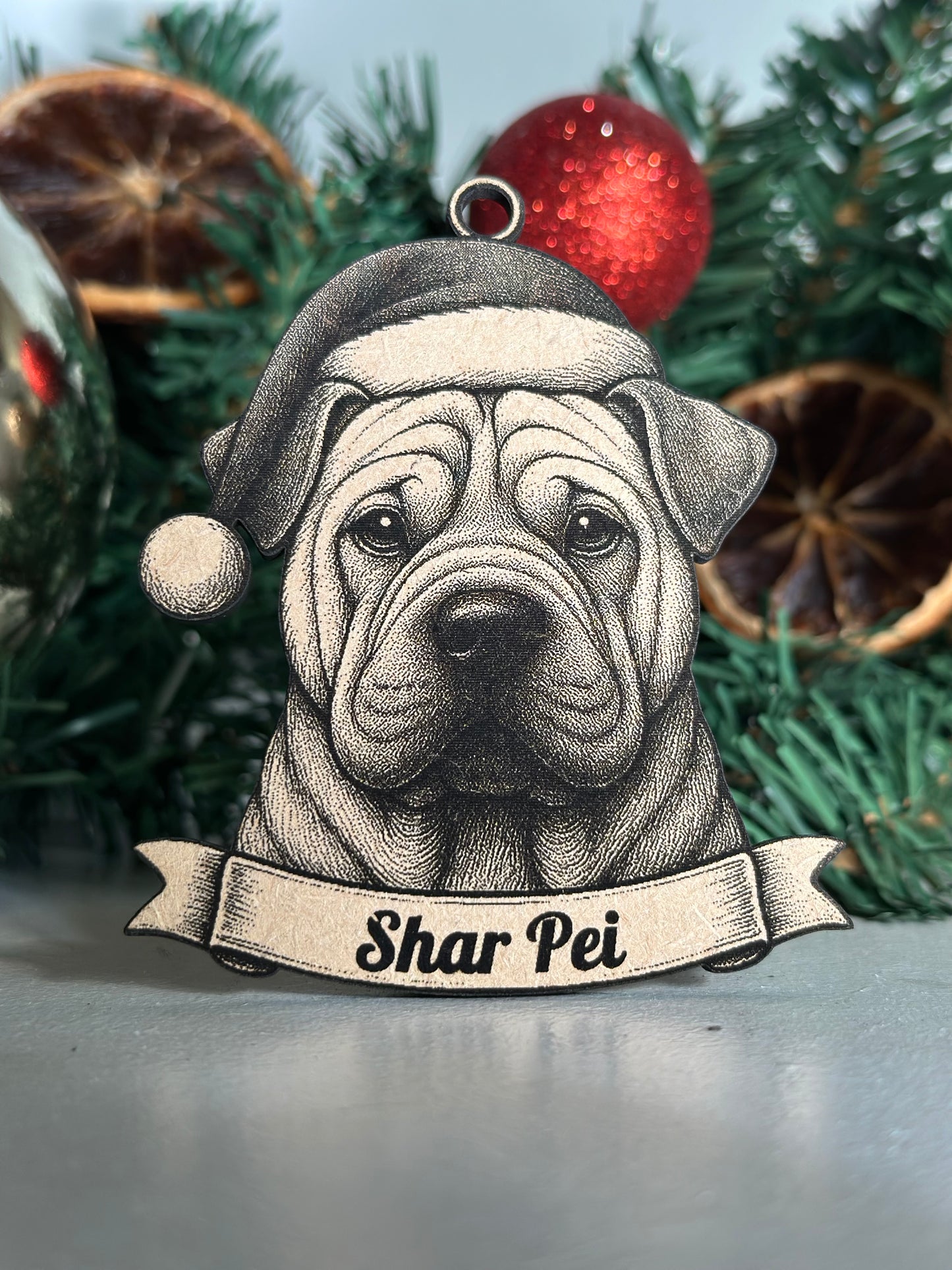 Shar Pei - Personalisable Christmas Tree Decoration Bauble Ornament Dog Gift