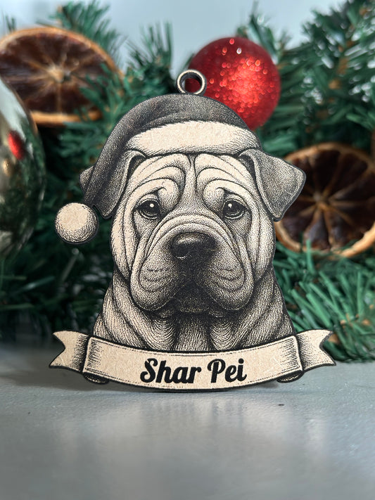 Shar Pei - Personalisable Christmas Tree Decoration Bauble Ornament Dog Gift