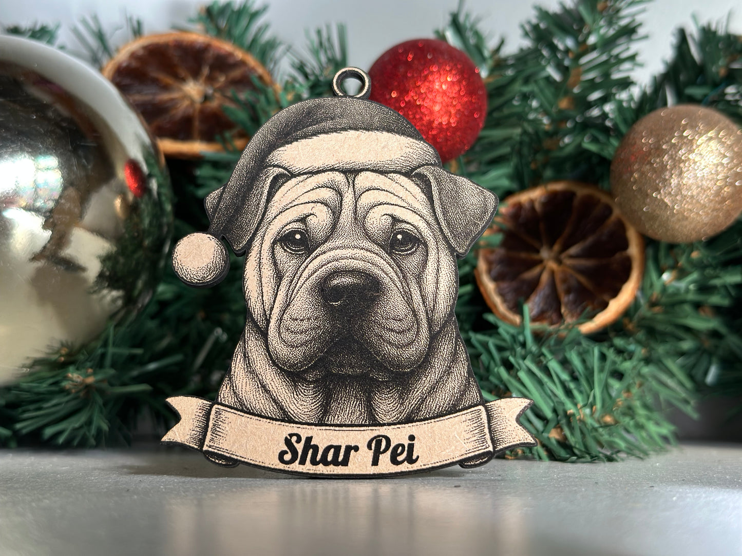 Shar Pei - Personalisable Christmas Tree Decoration Bauble Ornament Dog Gift