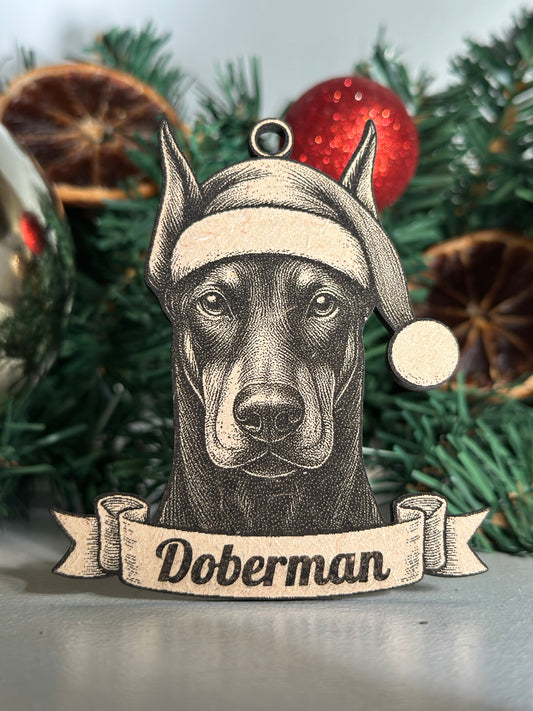Doberman  - Personalisable Christmas Tree Decoration Bauble Ornament Dog Gift