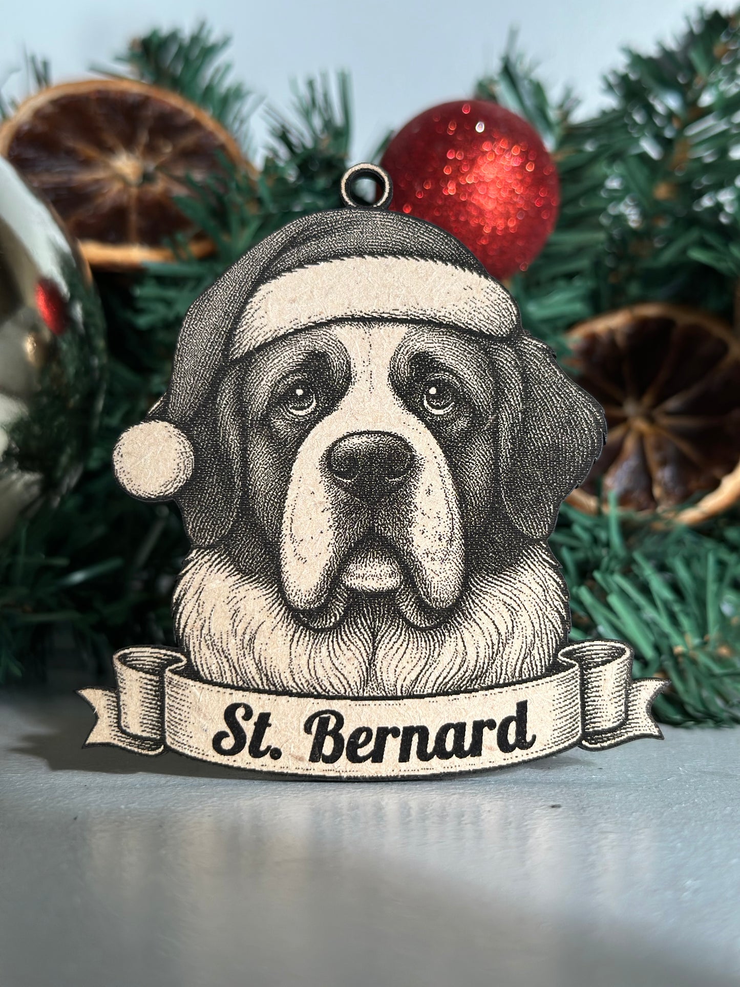St. Bernard - Personalisable Christmas Tree Decoration Bauble Ornament Dog Gift