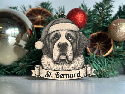 St. Bernard - Personalisable Christmas Tree Decoration Bauble Ornament Dog Gift