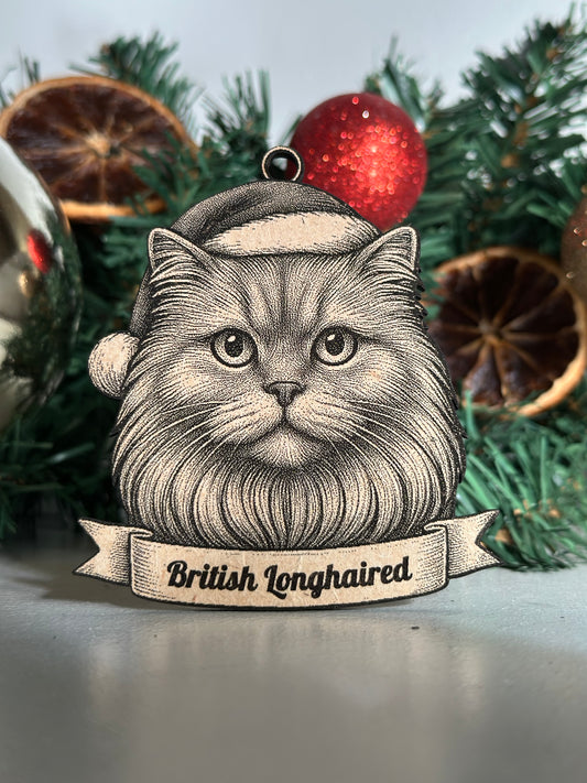 British Longhaired -  - Personalisable Christmas Tree Decoration Bauble Ornament Cat Gift