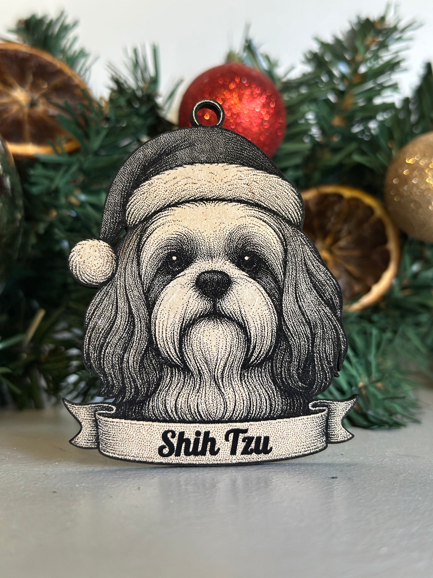 Shih Tzu - Personalisable Christmas Tree Decoration Bauble Ornament Dog Gift