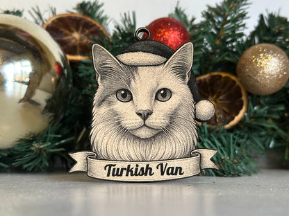 Turkish Van - Personalisable Christmas Tree Decoration Bauble Ornament Cat Gift