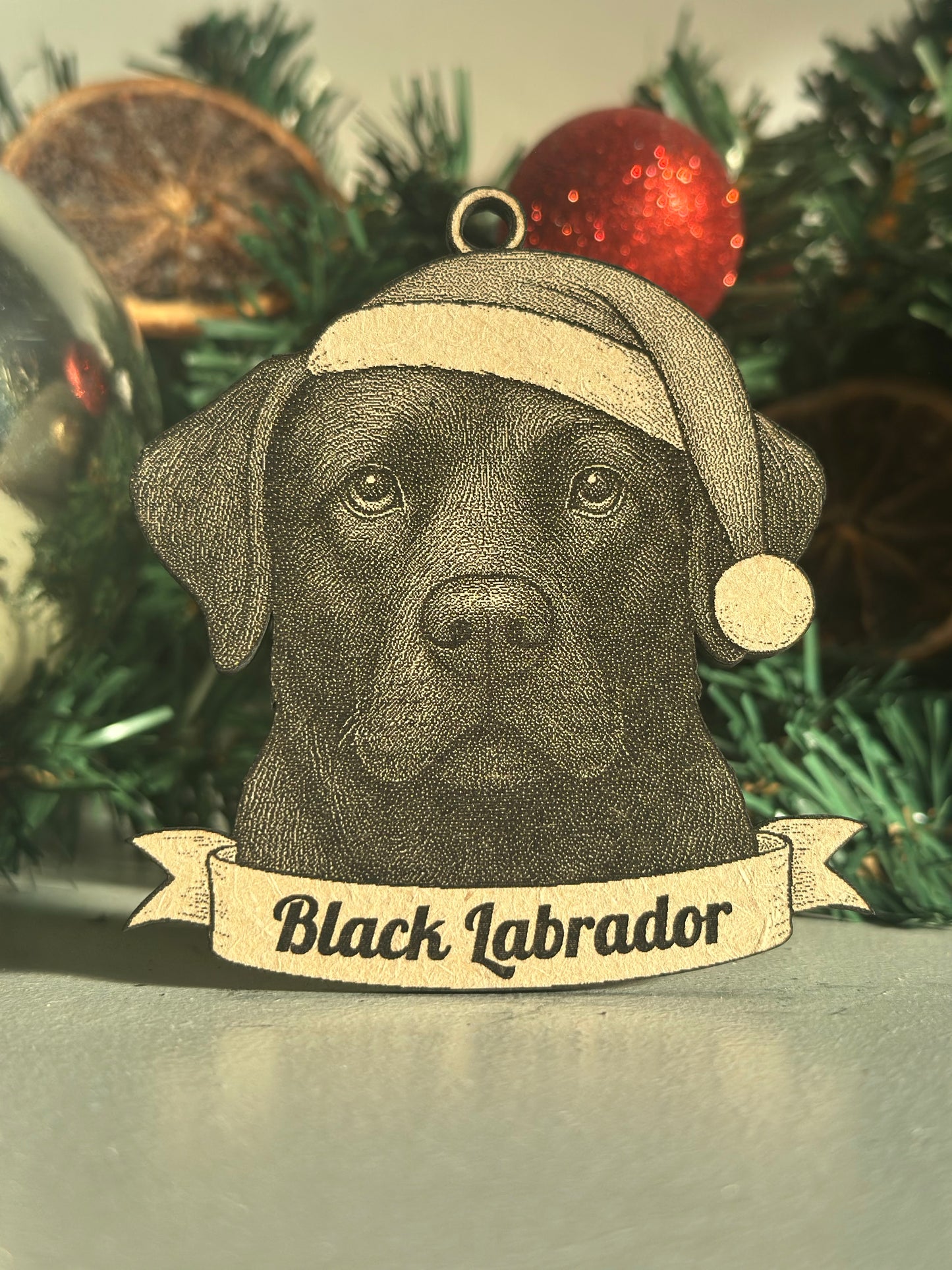 Black Labrador - Personalisable Christmas Tree Decoration Bauble Ornament Dog Gift