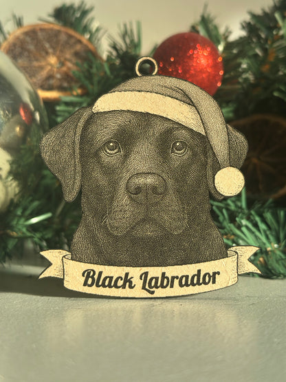 Black Labrador - Personalisable Christmas Tree Decoration Bauble Ornament Dog Gift
