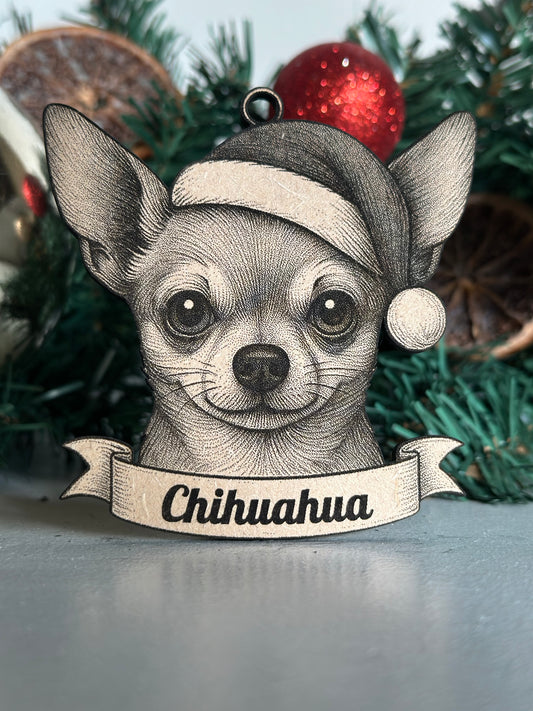 Chihuahua Cream - Personalisable Christmas Tree Decoration Bauble Ornament Dog Gift
