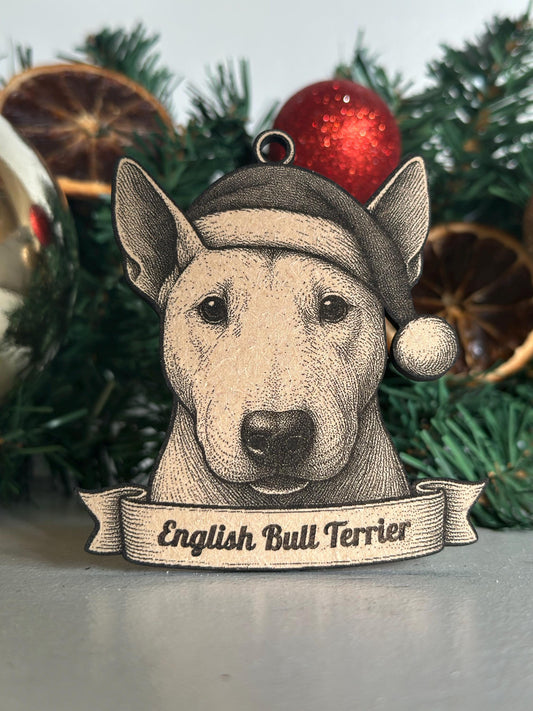 English Bull Terrier - Personalisable Christmas Tree Decoration Bauble Ornament Dog Gift