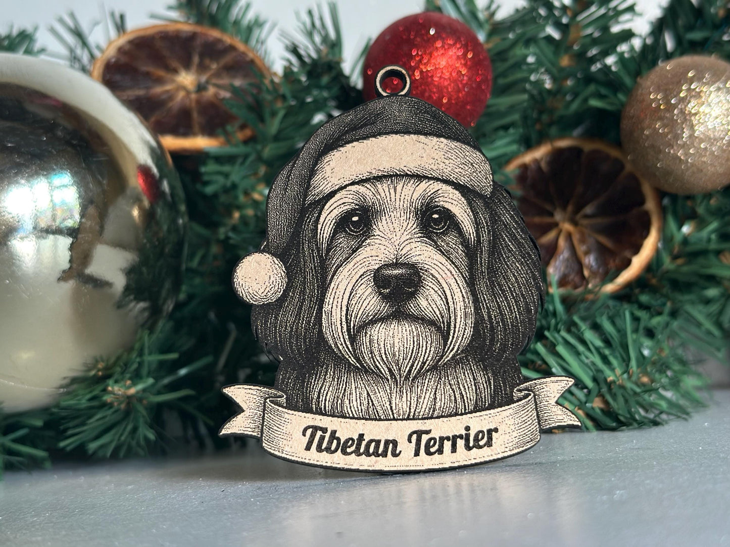 Tibetan Terrier - Personalisable Christmas Tree Decoration Bauble Ornament Dog Gift